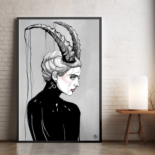 Metal Framed Artprint Zodiacsign 'Capricorn'