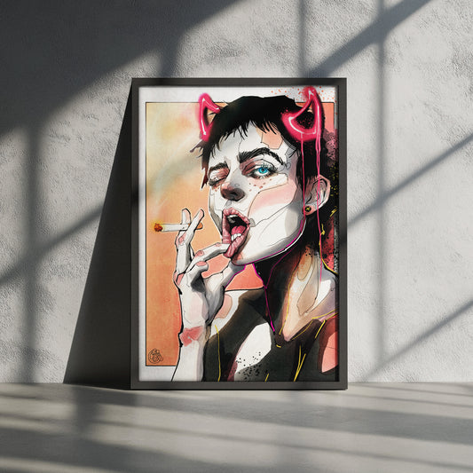 Metal Framed Artprint 'Little Devil Inside'