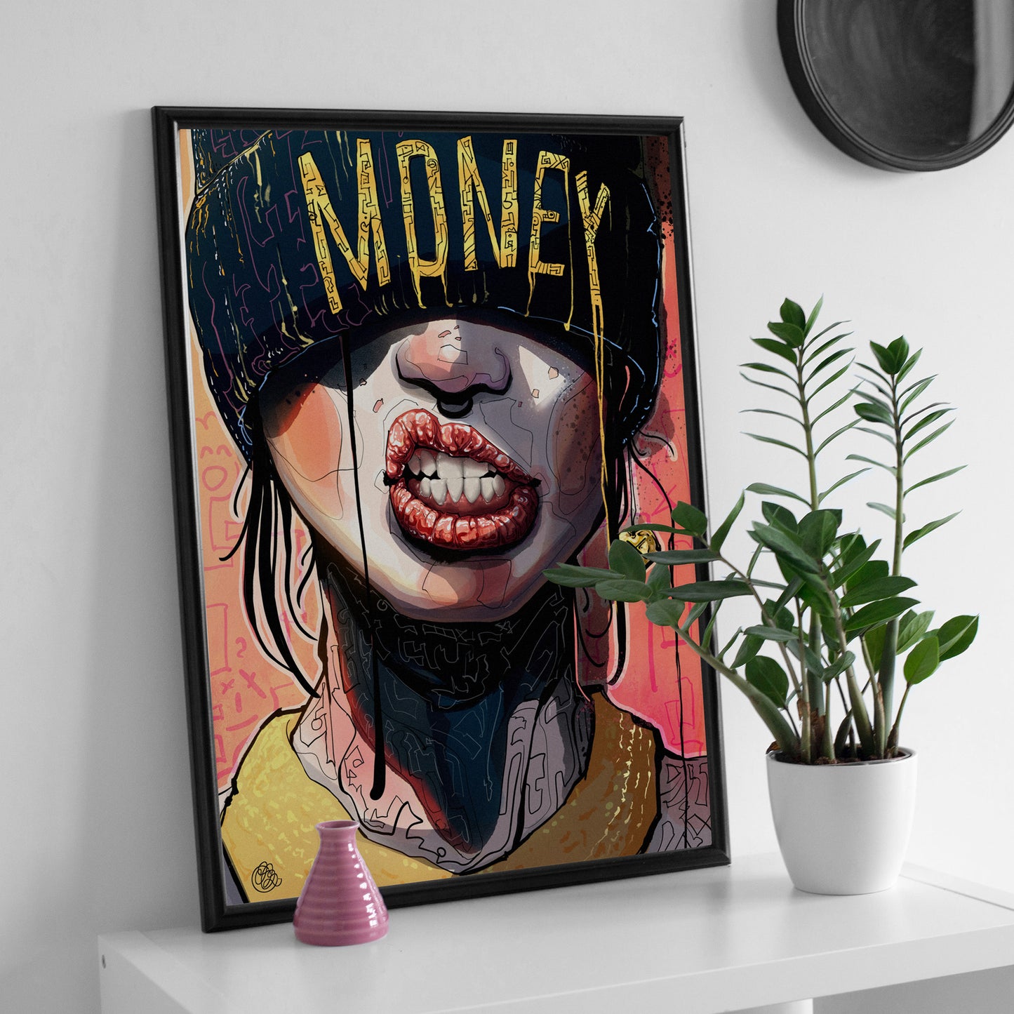 Metal Framed Artprint 'Greed'