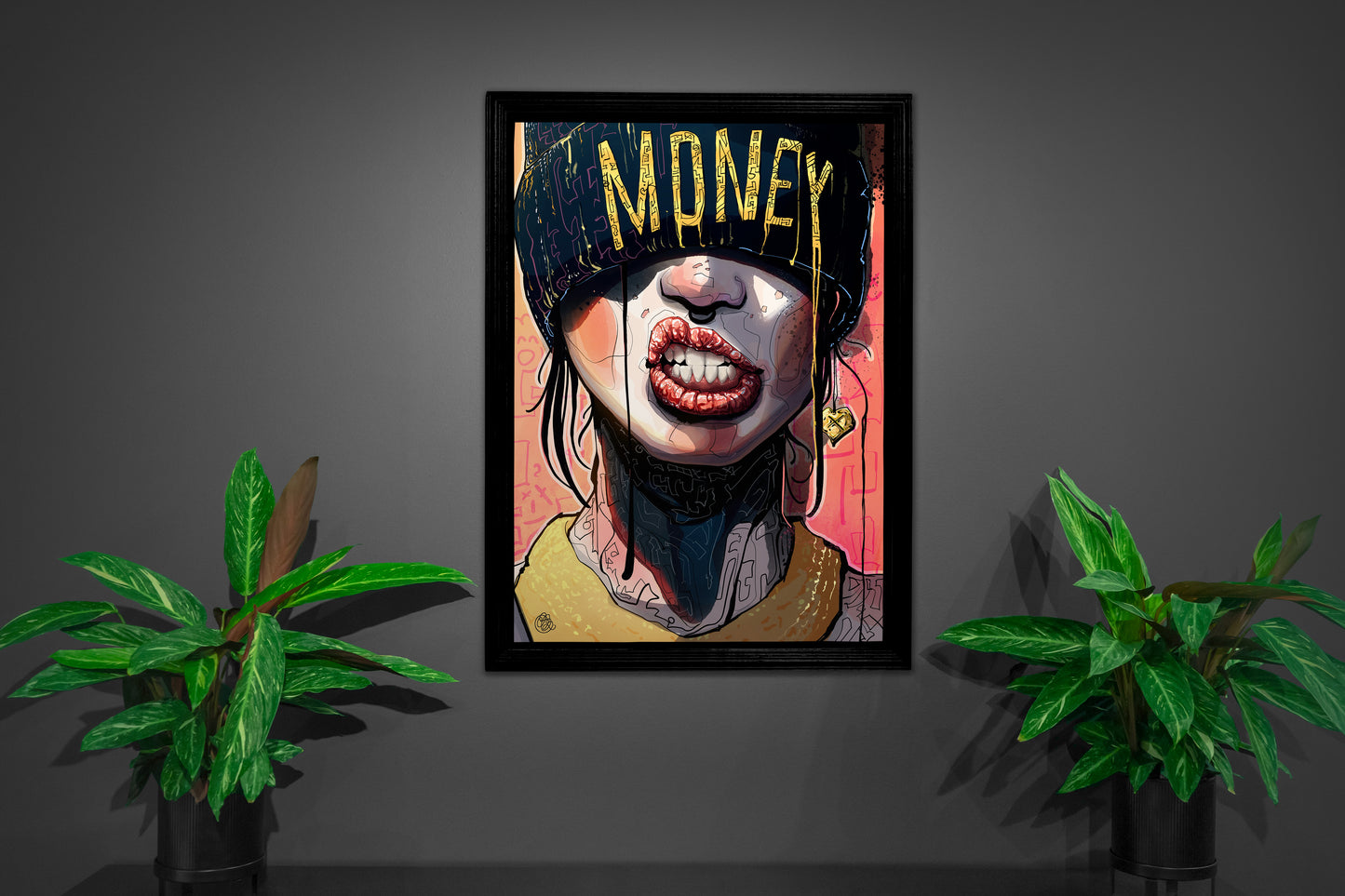 Metal Framed Artprint 'Greed'