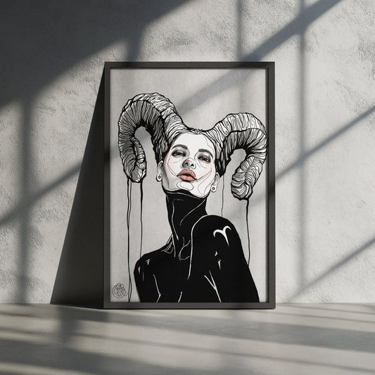 Metal Framed Artprint Zodiacsign 'Aries'